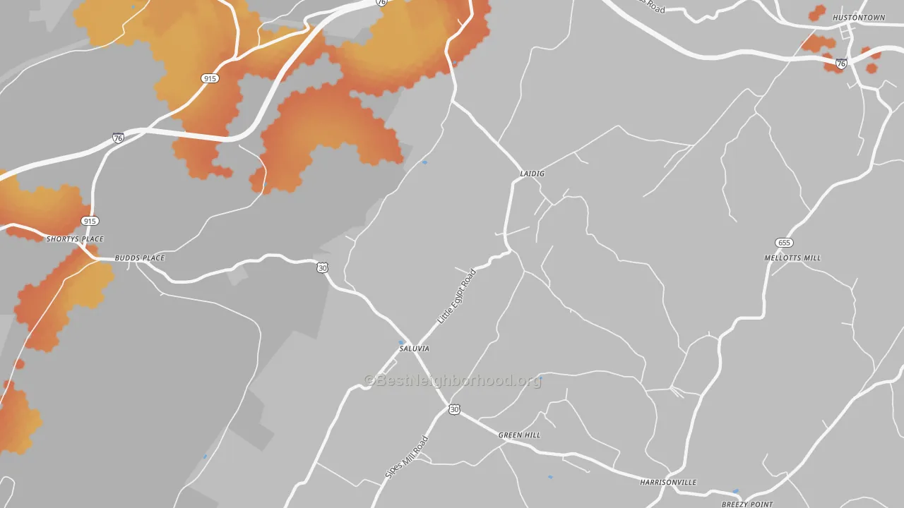 Bike Grade map of Saluvia, PA