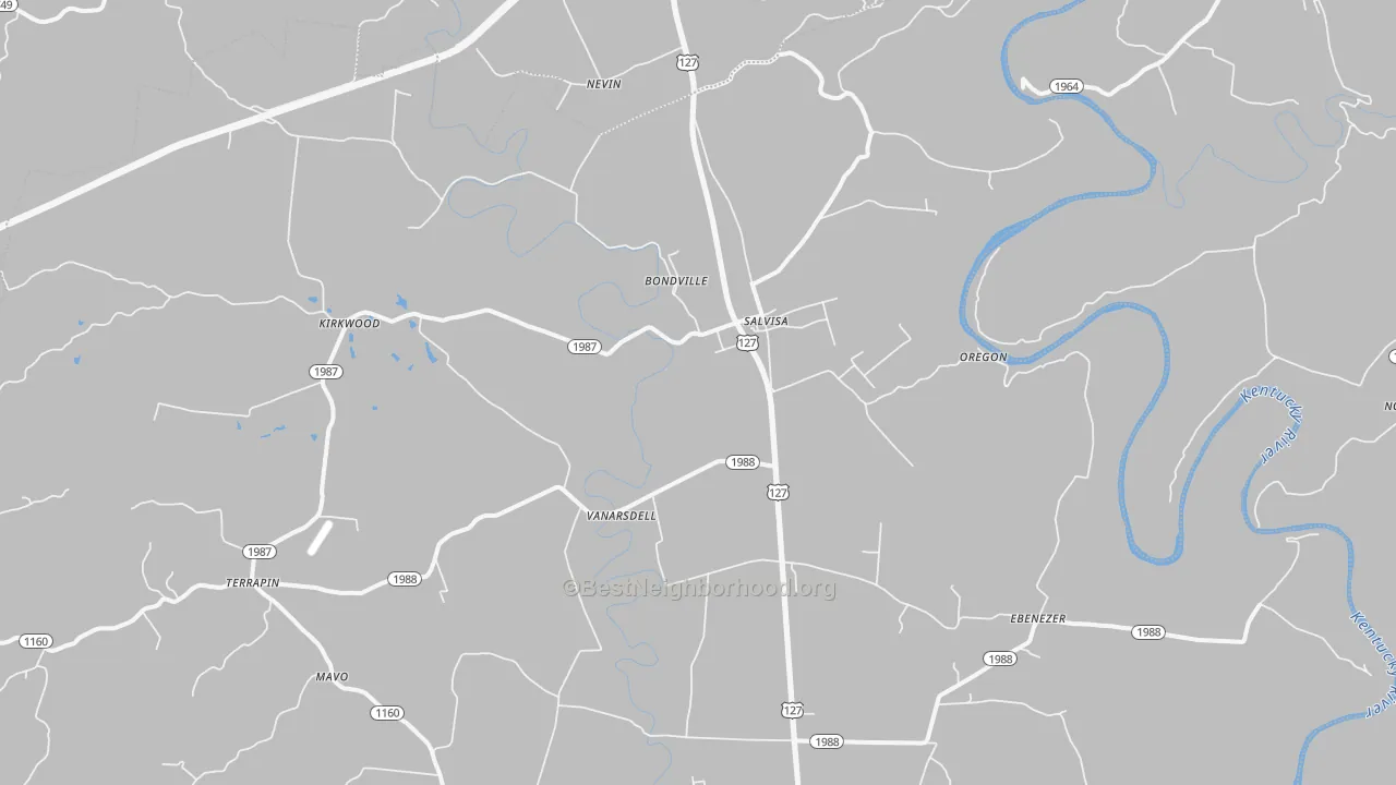 Bike Grade map of Salvisa, KY