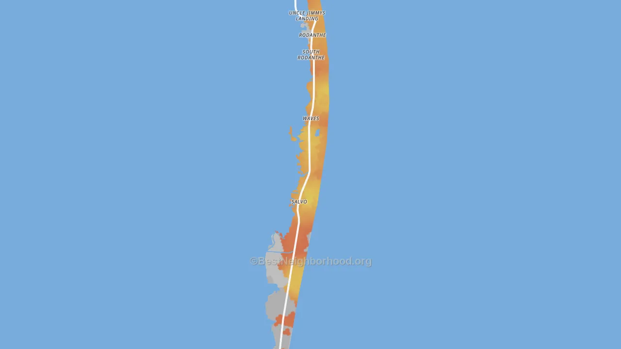 Bike Grade map of Salvo, NC