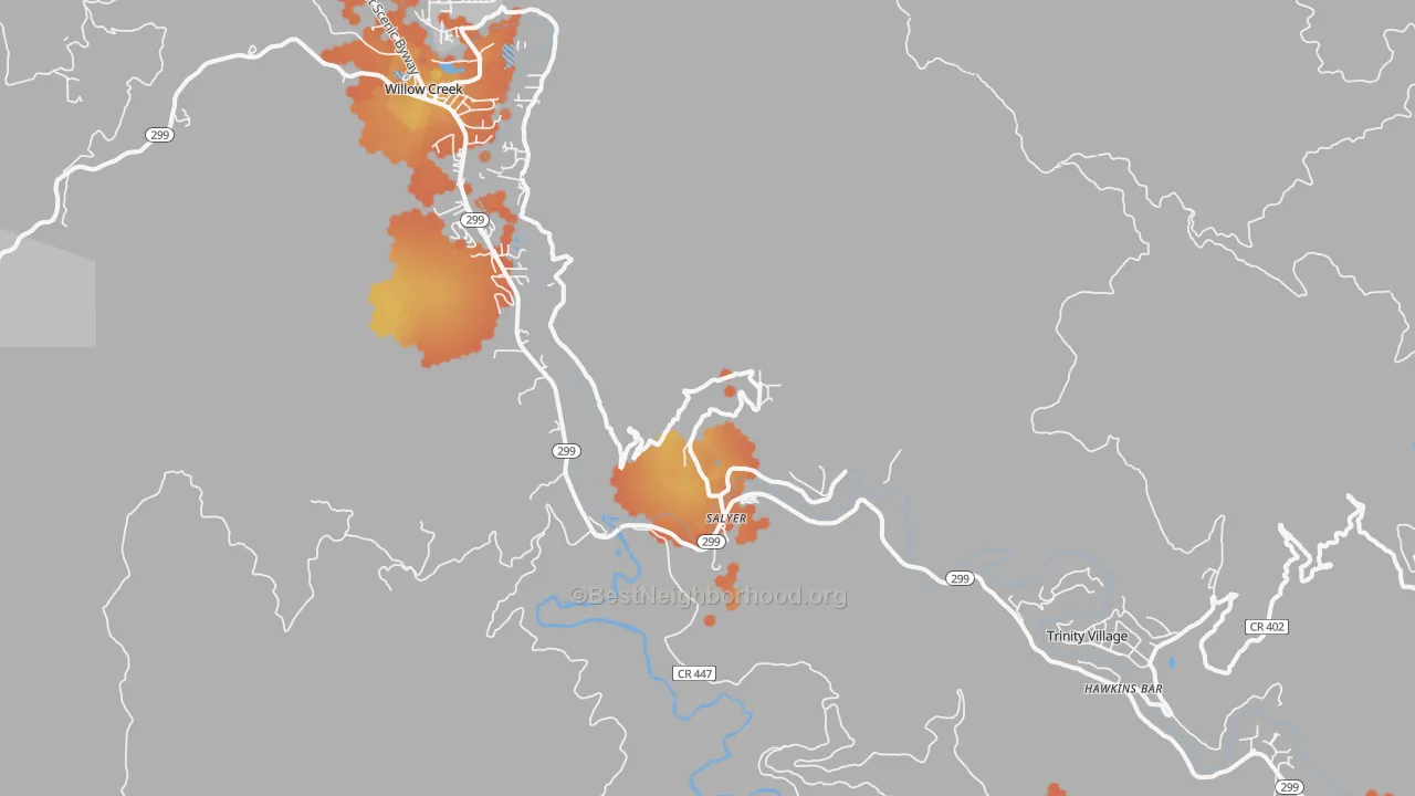 Bike Grade map of Salyer, CA