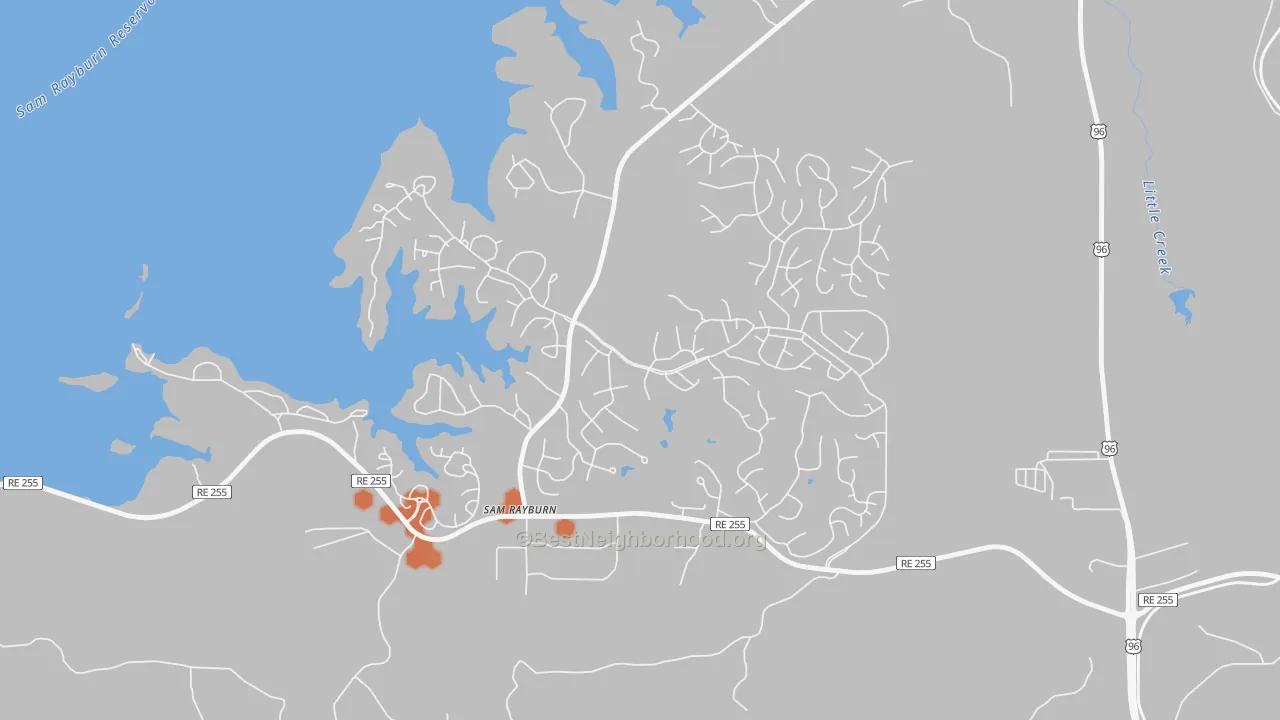 Bike Grade map of Sam Rayburn, TX