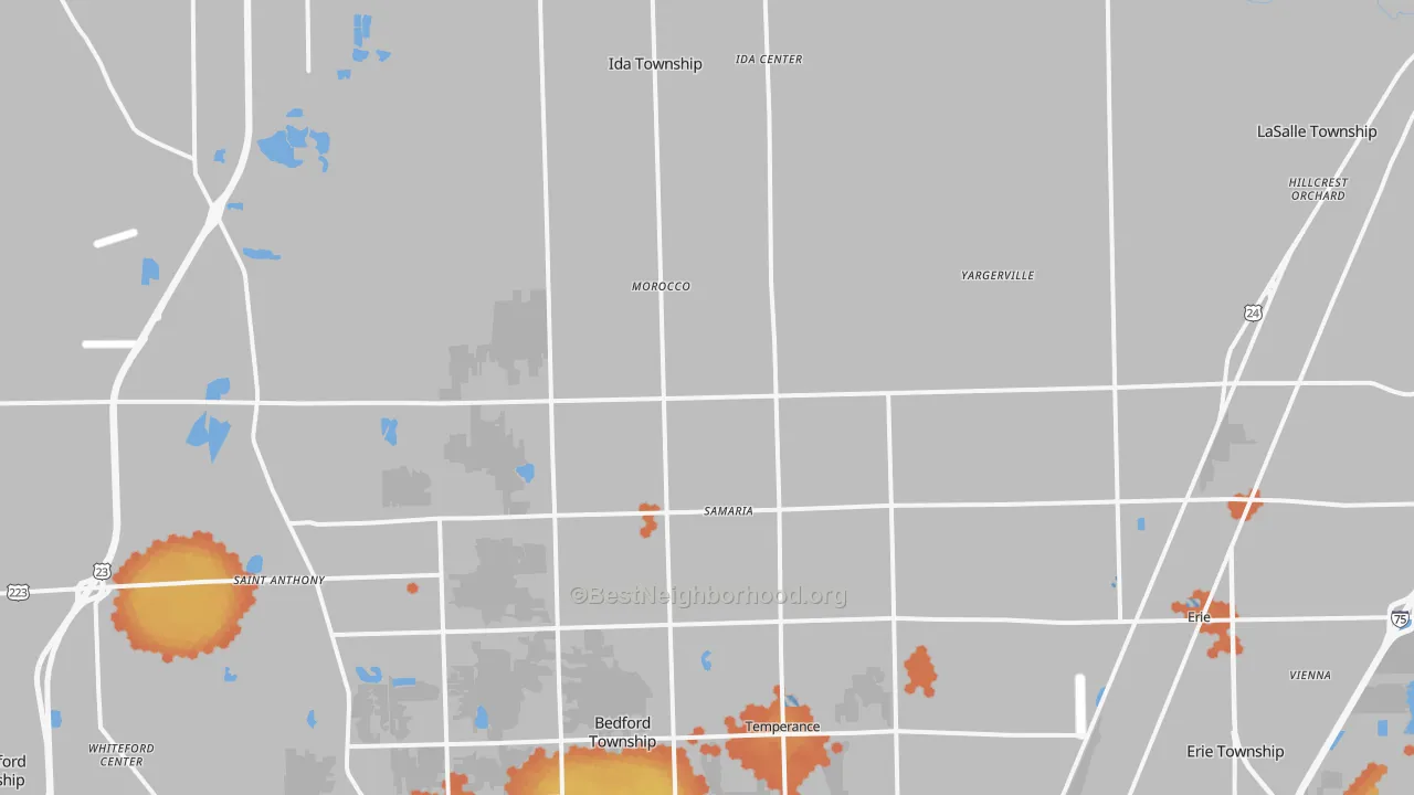 Bike Grade map of Samaria, MI