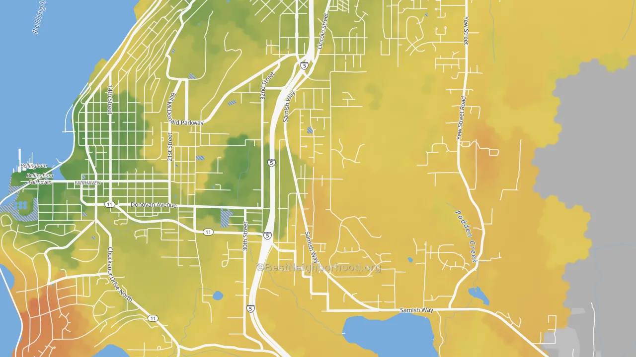 Bike Grade map of Samish Hill, Bellingham, WA