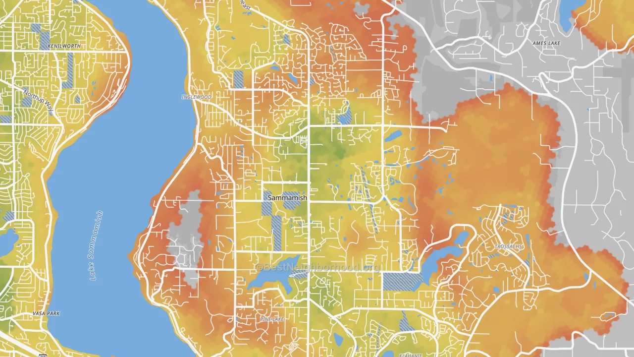 Bike Grade map of Sammamish, WA