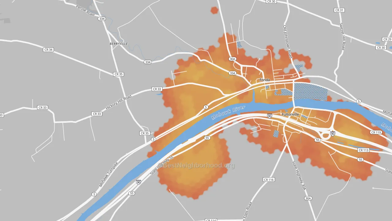 Bike Grade map of Sammonsville, NY