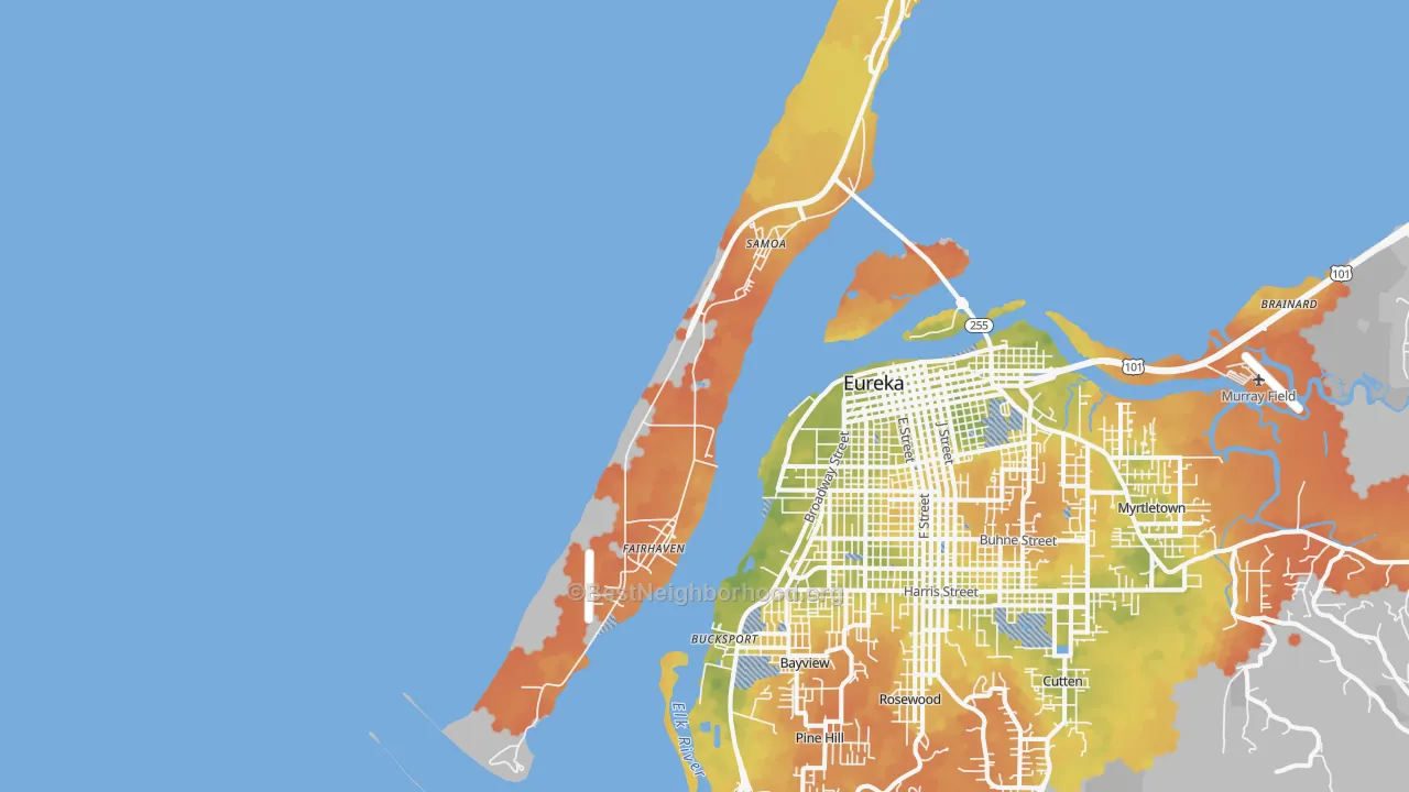 Bike Grade map of Samoa, CA