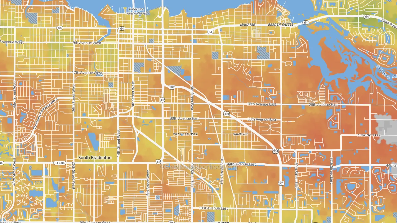 Bike Grade map of Samoset, Bradenton, FL