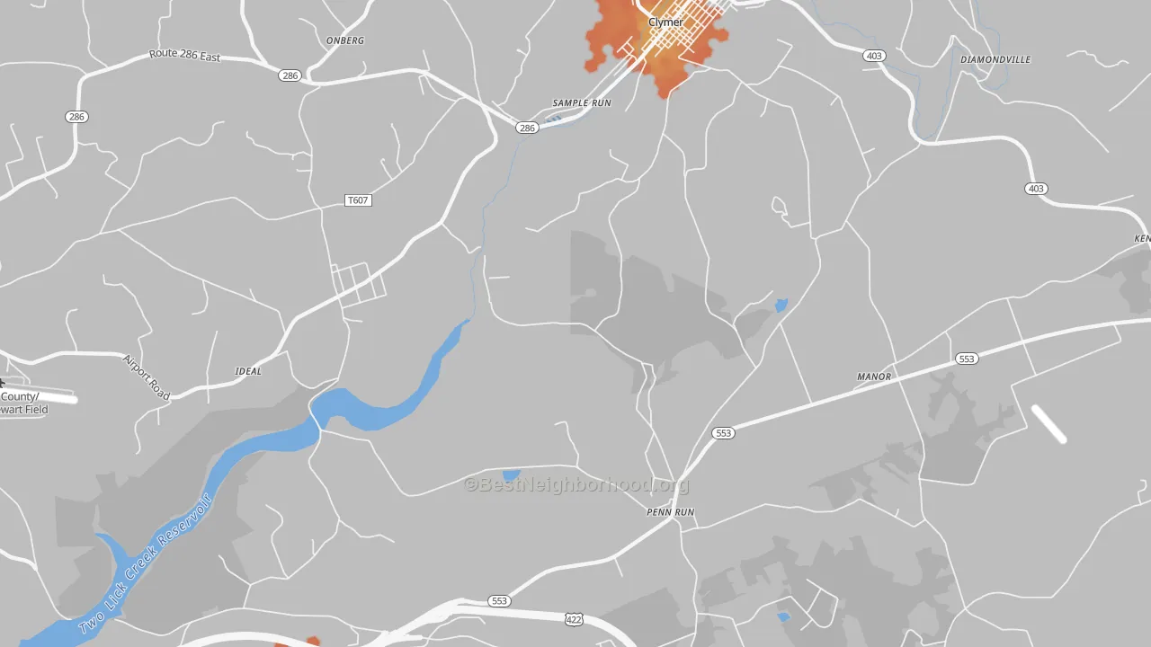 Bike Grade map of Sample Run, PA
