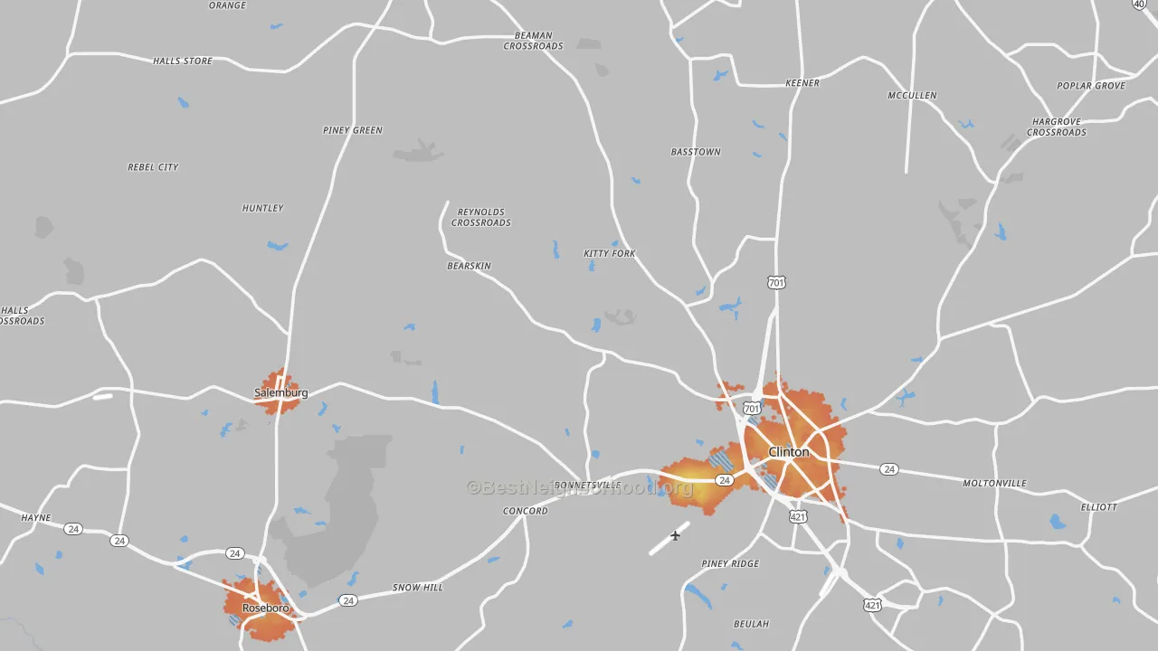 Bike Grade map of Sampson County, NC