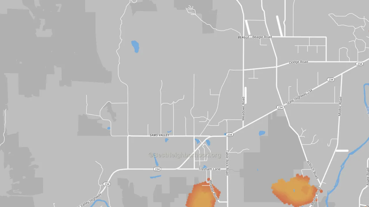 Bike Grade map of Sams Valley, OR