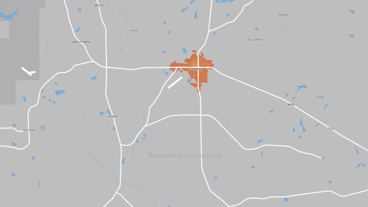 Bike Grade map of Samson, AL
