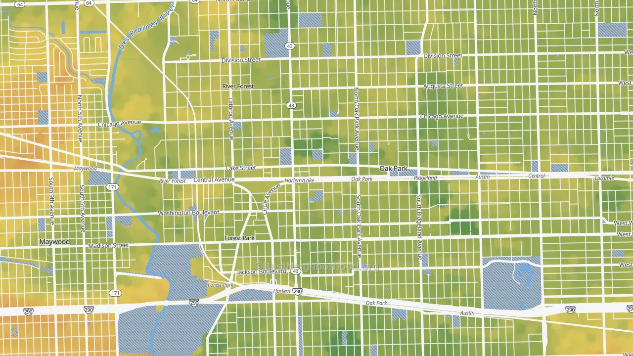 Bike Grade map of Samuel A Rothermel, Oak Park, IL