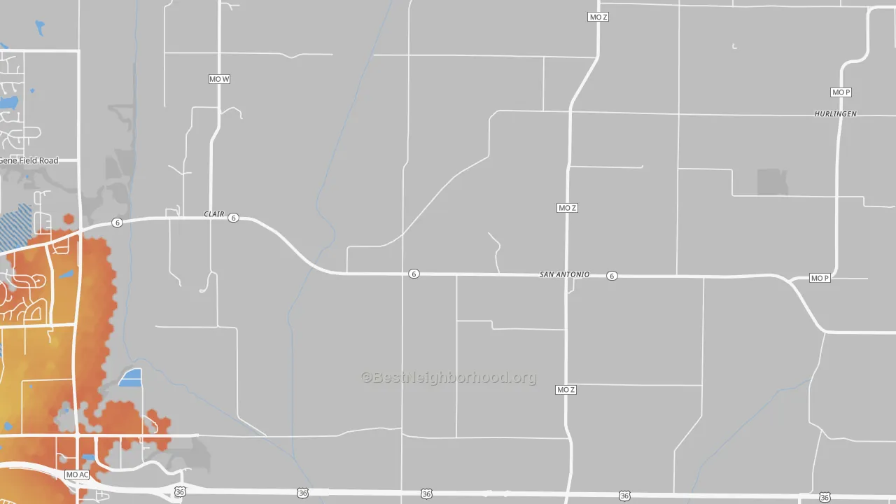 Bike Grade map of San Antonio, MO