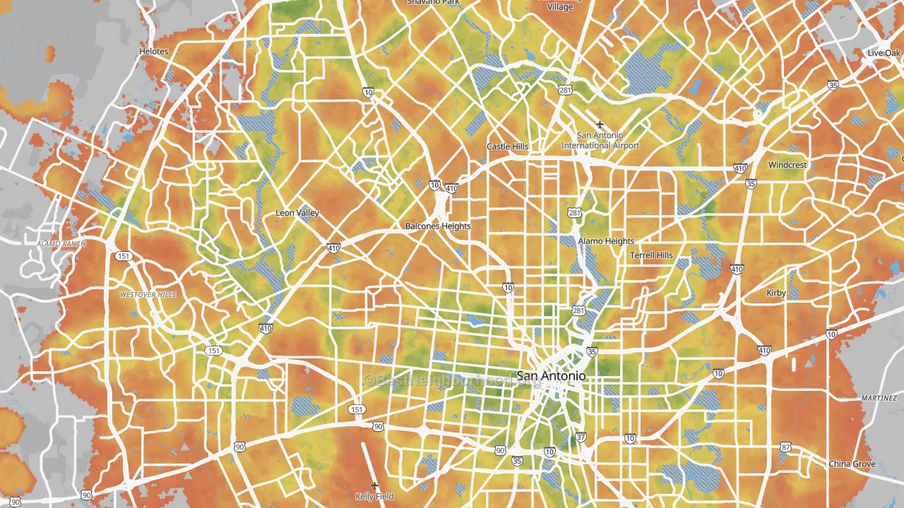 Bike Grade map of San Antonio, TX