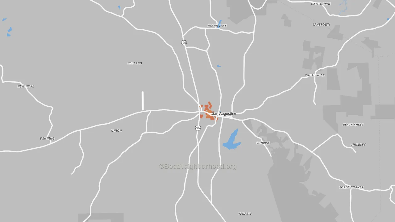 Bike Grade map of San Augustine, TX