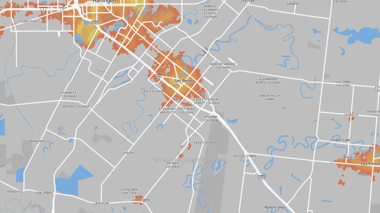 Bike Grade map of San Benito, TX
