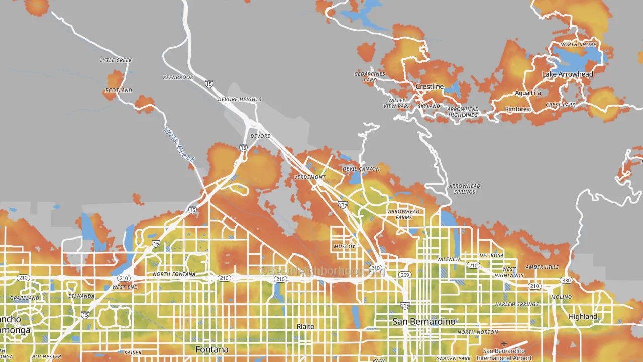 Bike Grade map of San Bernardino County, CA