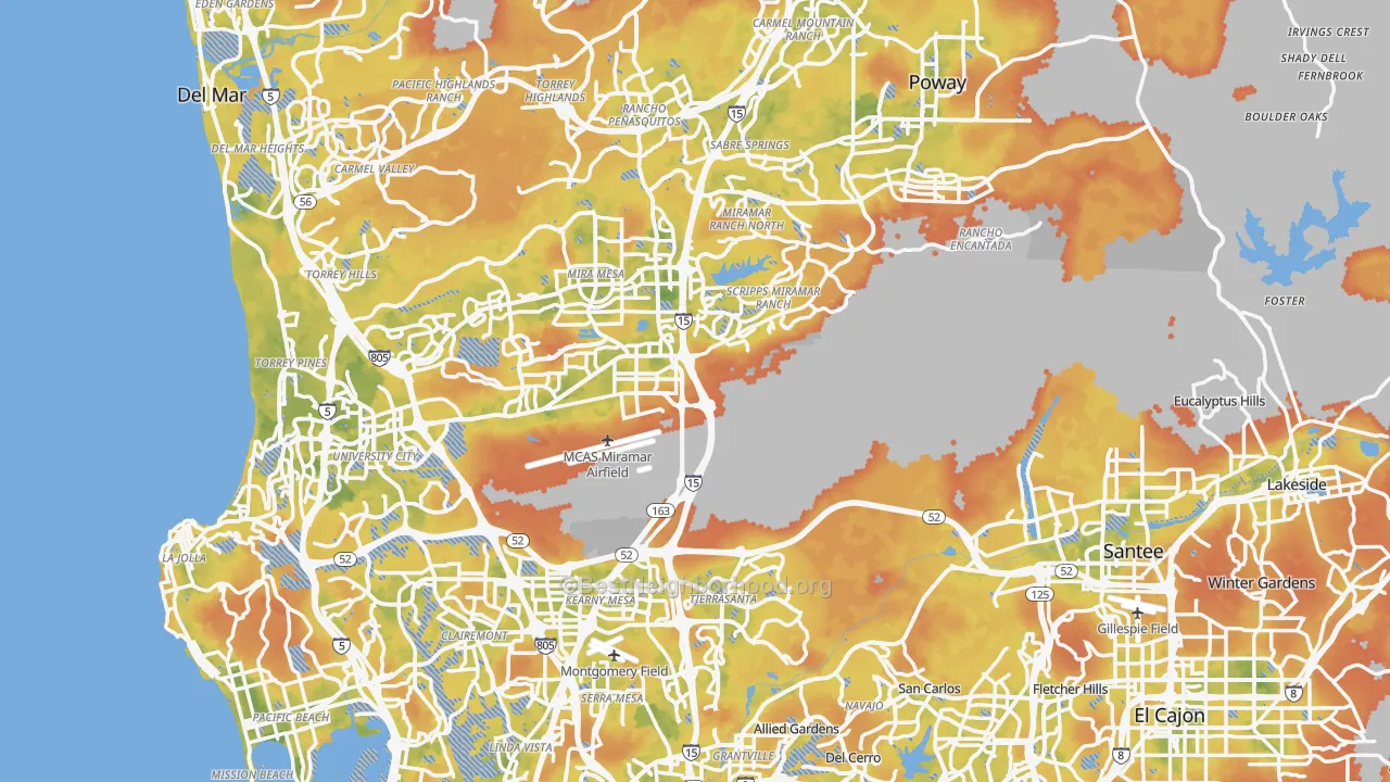 Bike Grade map of San Diego County, CA