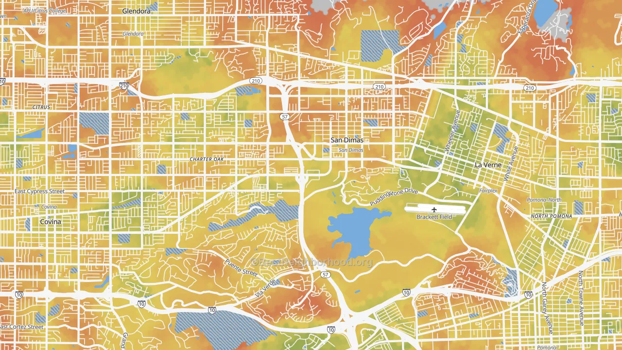 Bike Grade map of San Dimas, CA