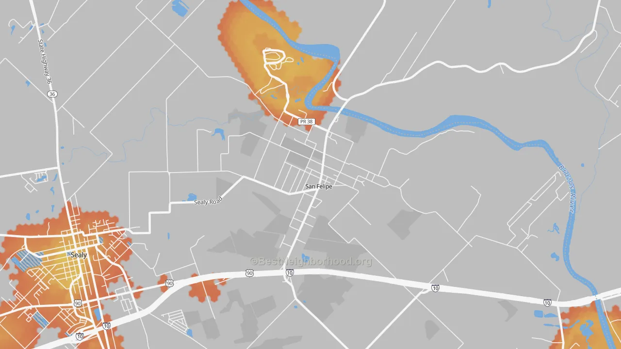 Bike Grade map of San Felipe, TX