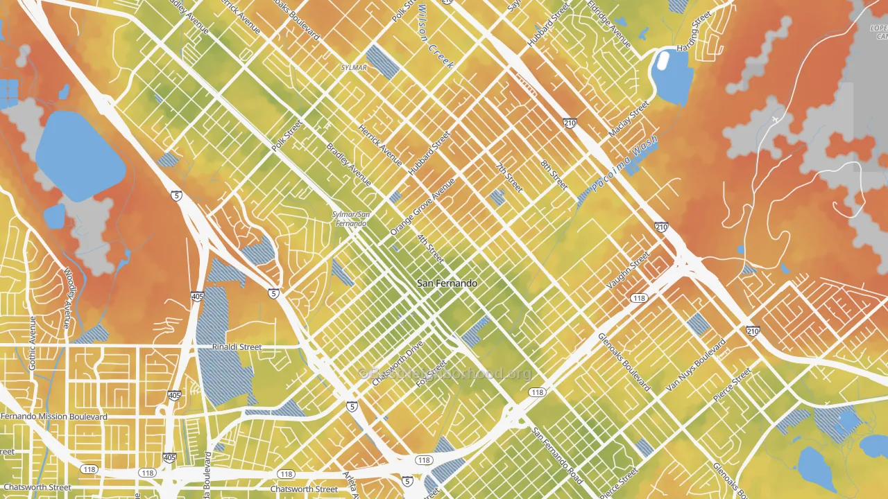 Bike Grade map of San Fernando, CA