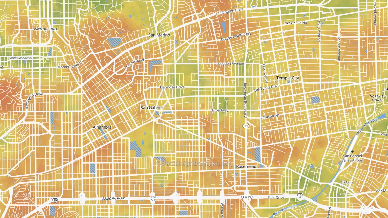 Bike Grade map of San Gabriel, CA