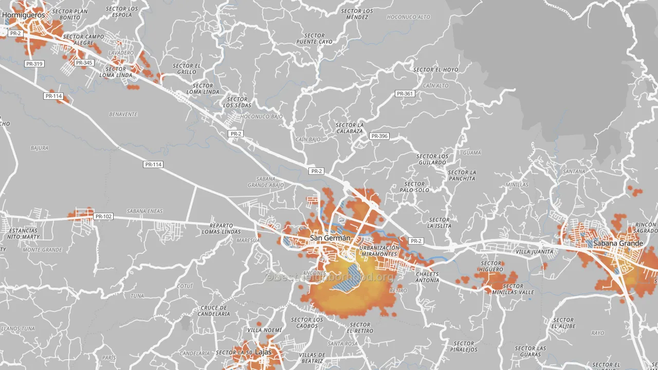 Bike Grade map of San German Municipio, PR