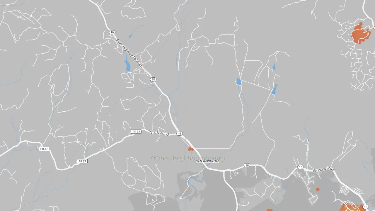 Bike Grade map of San Geronimo, TX