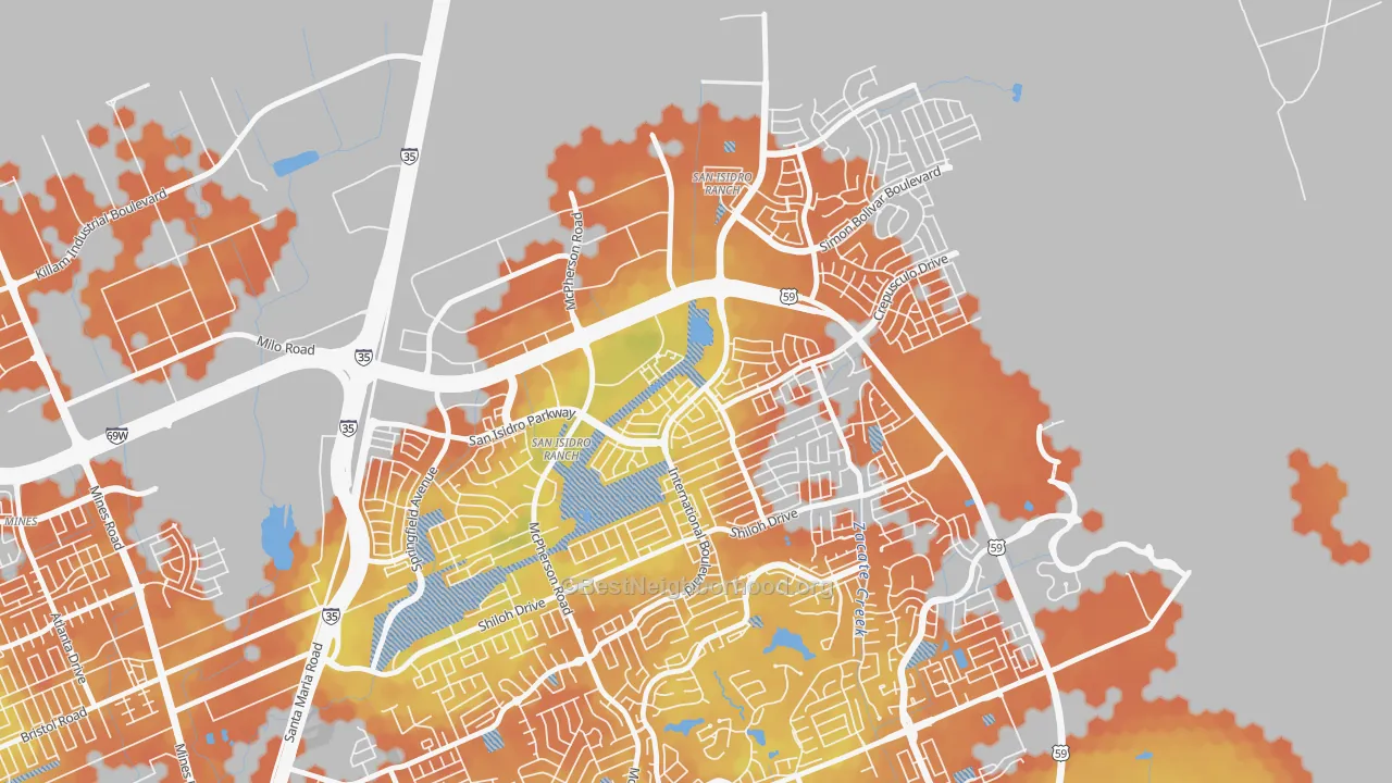 Bike Grade map of San Isidro, Laredo, TX