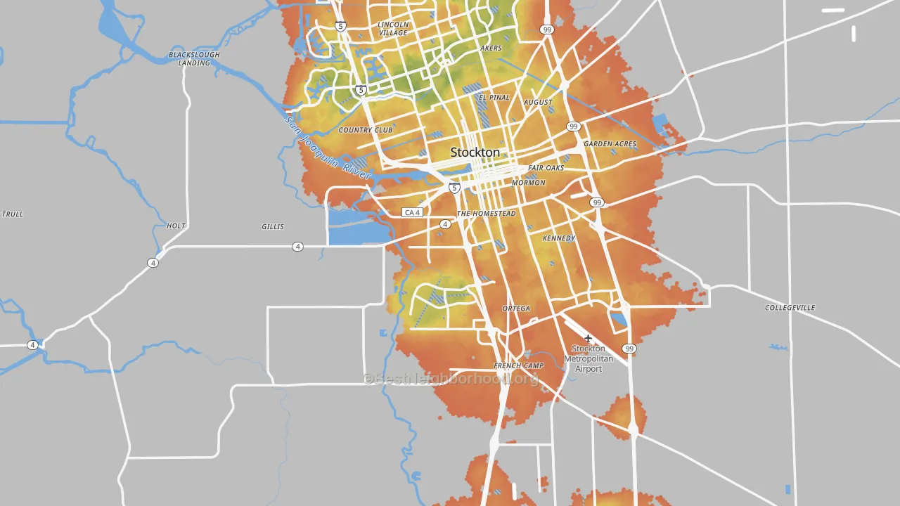 Bike Grade map of San Joaquin County, CA