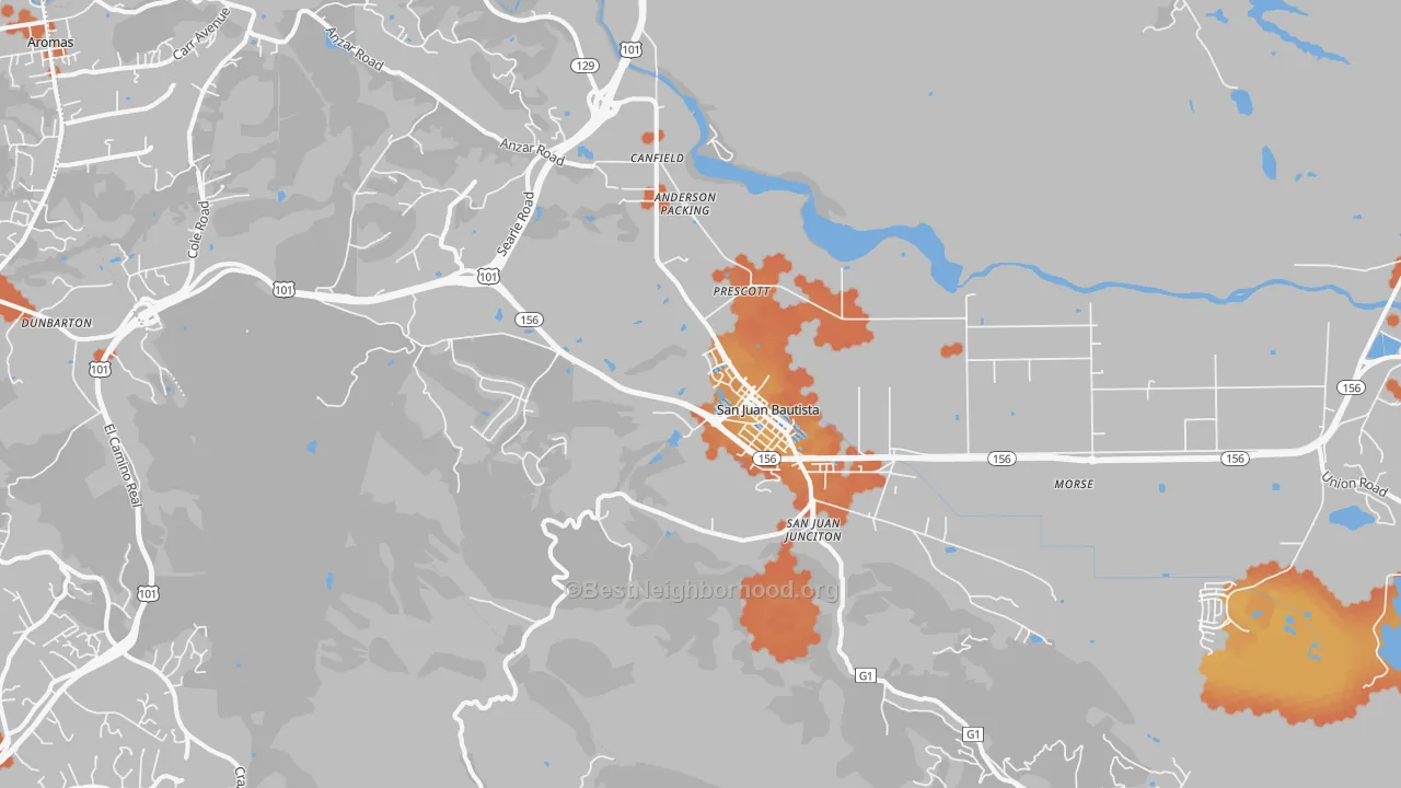 Bike Grade map of San Juan Bautista, CA