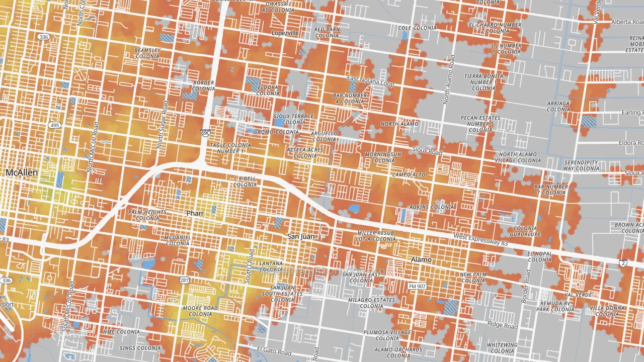Bike Grade map of San Juan, TX