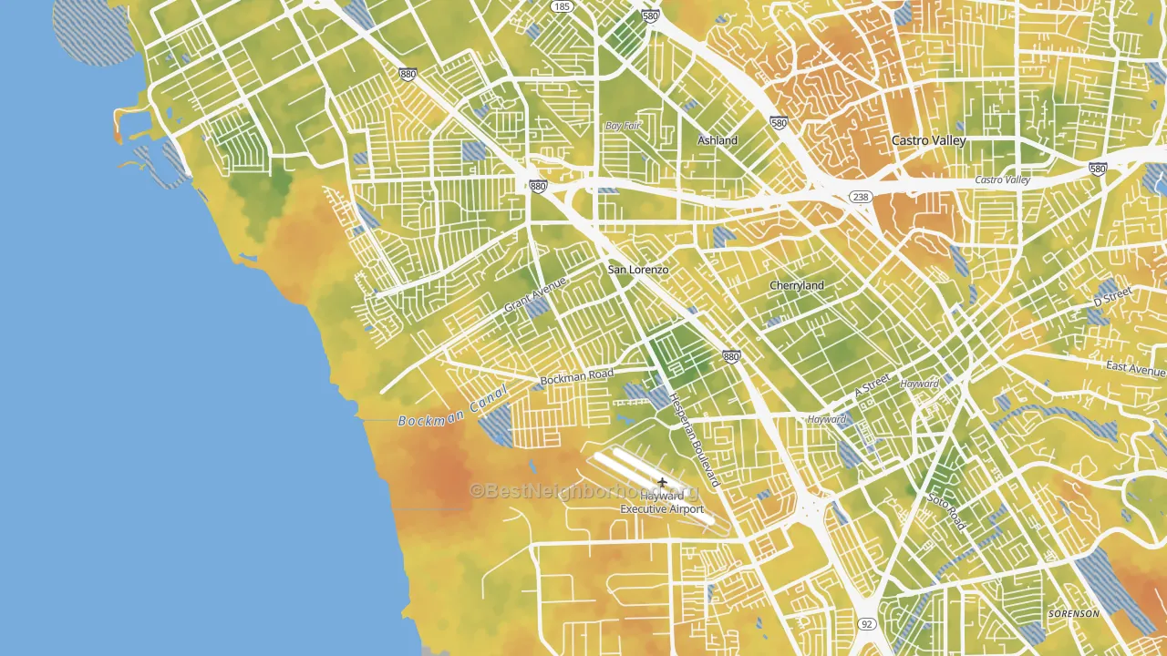 Bike Grade map of San Lorenzo, CA