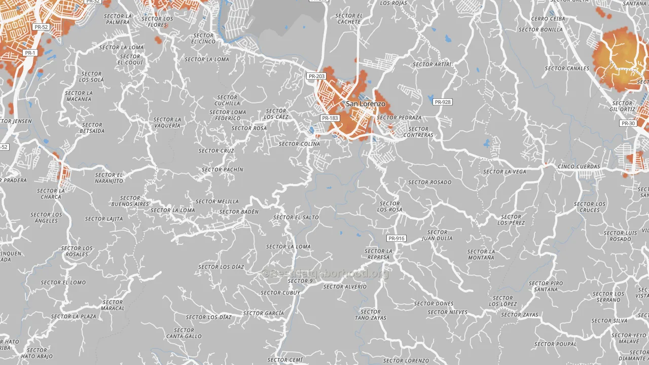 Bike Grade map of San Lorenzo Municipio, PR