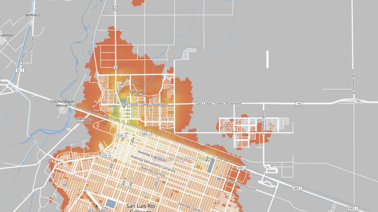 Bike Grade map of San Luis, AZ