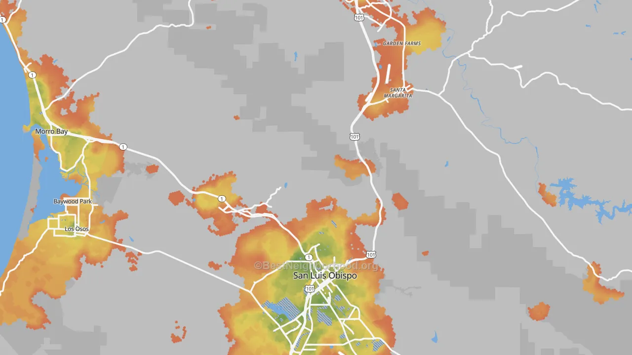 Bike Grade map of San Luis Obispo County, CA