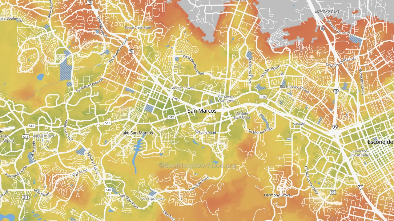 Bike Grade map of San Marcos, CA