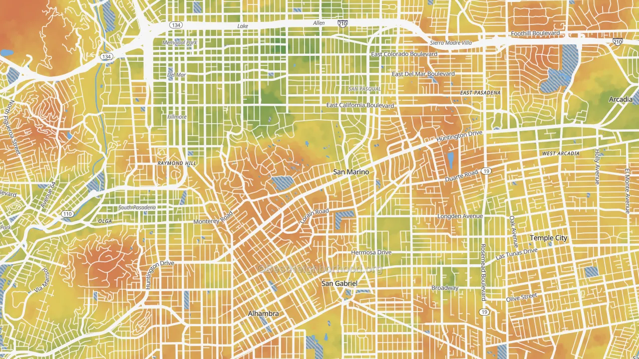 Bike Grade map of San Marino, CA