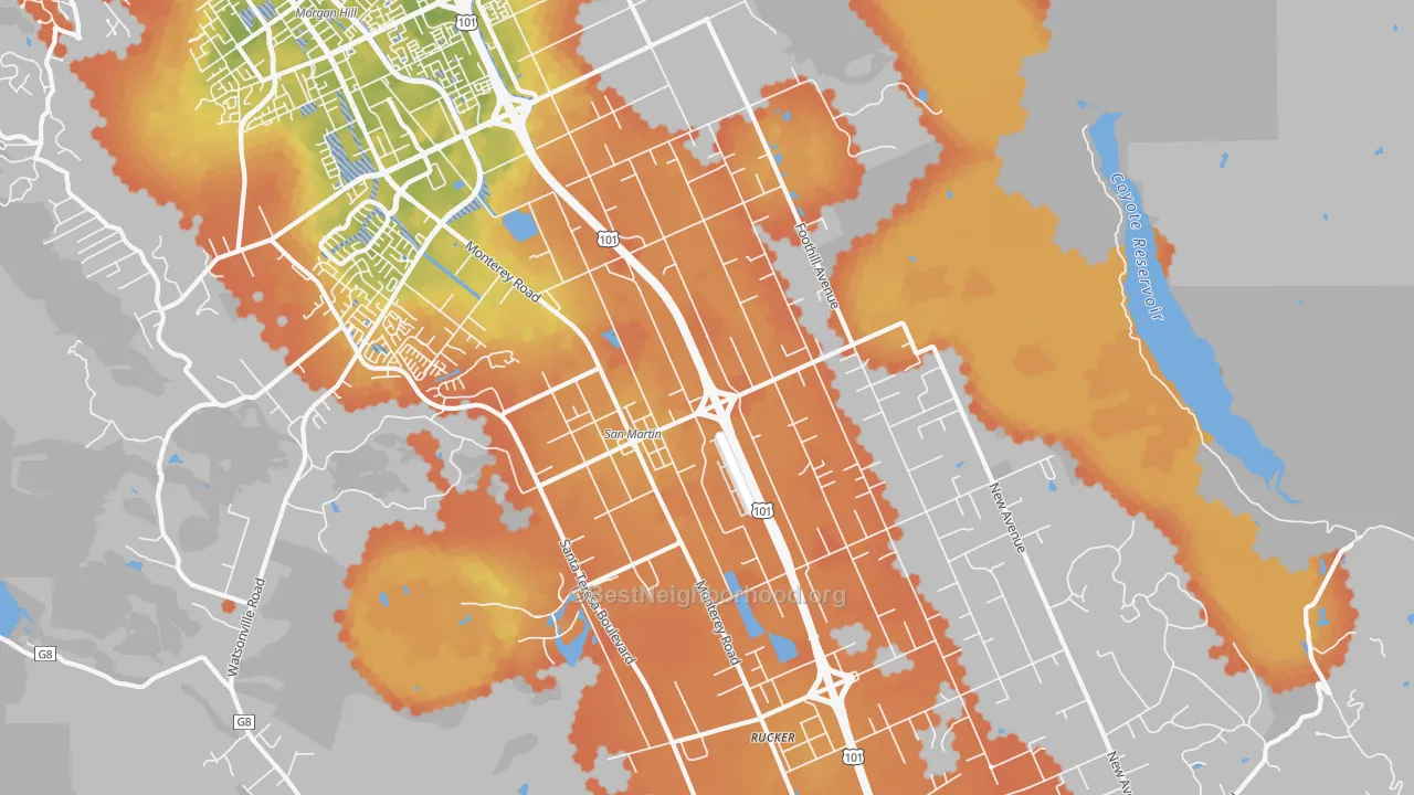 Bike Grade map of San Martin, CA