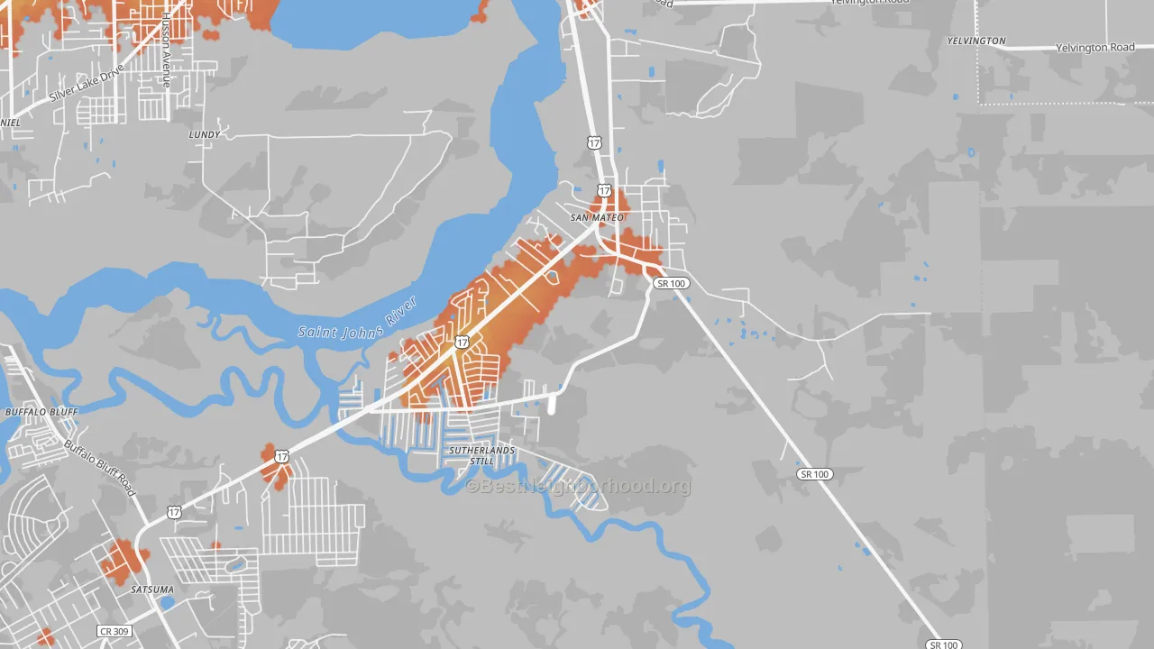Bike Grade map of San Mateo, FL