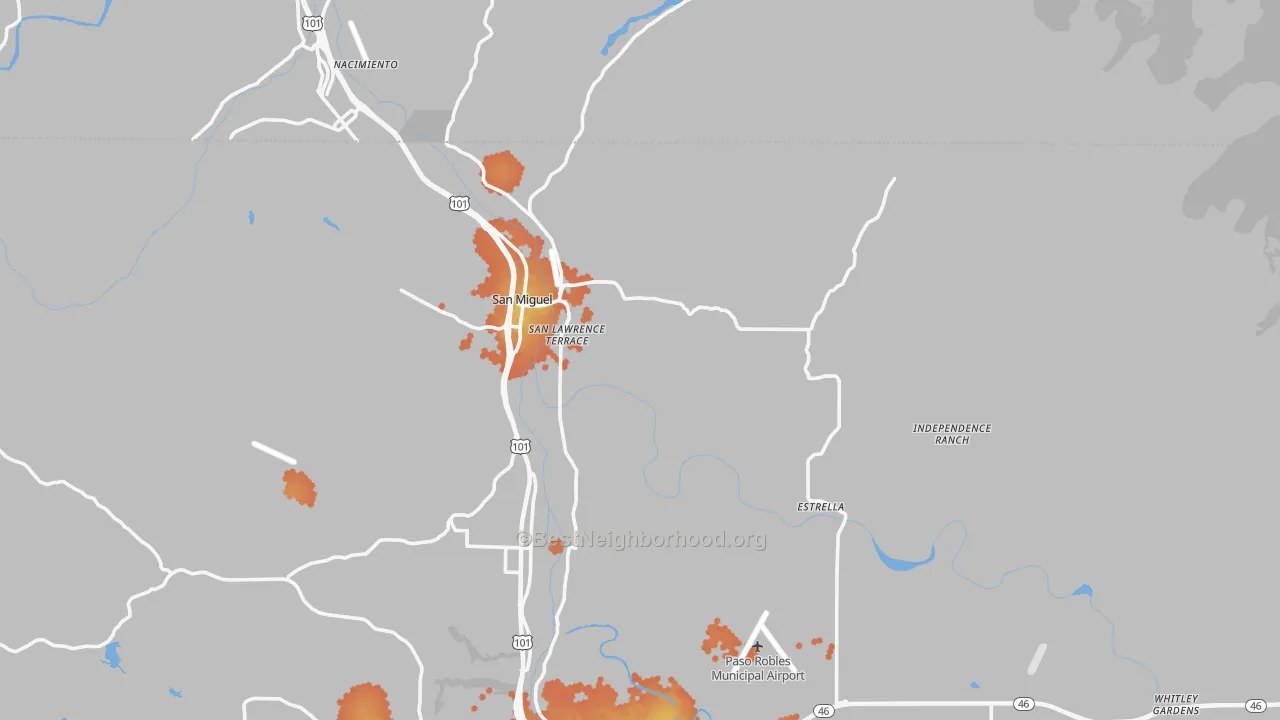 Bike Grade map of San Miguel, CA