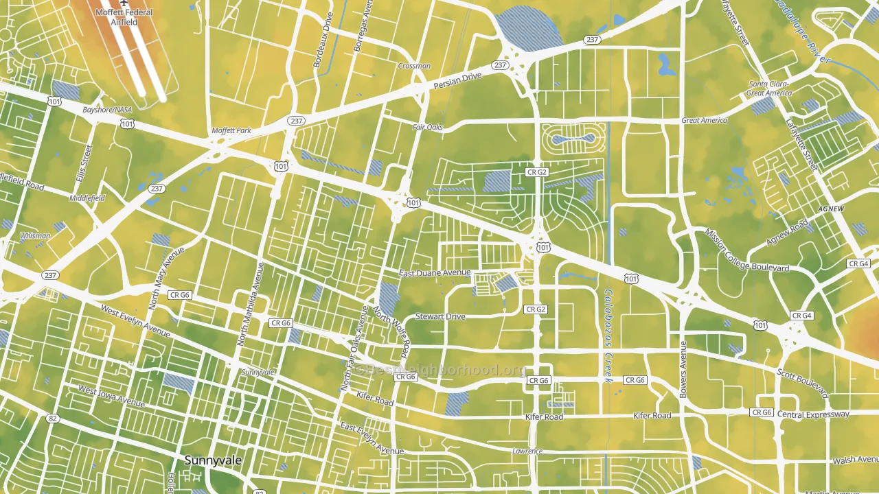 Bike Grade map of San Miguel, Sunnyvale, CA