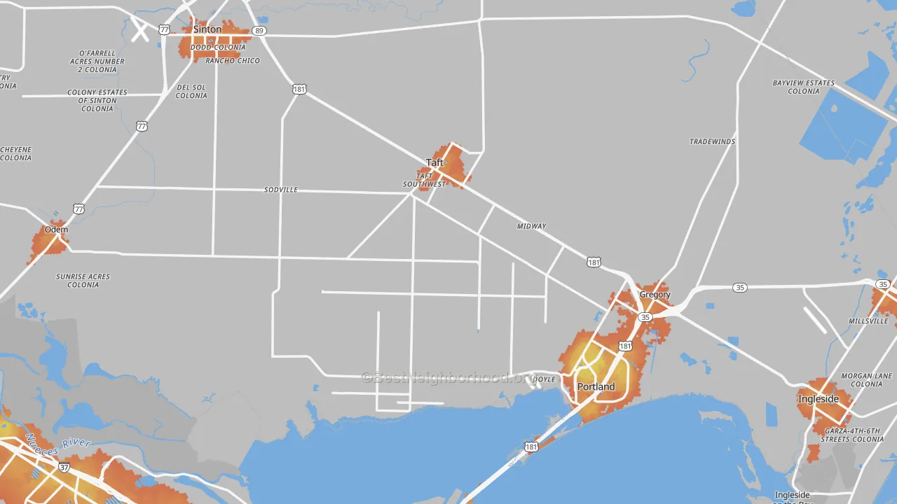 Bike Grade map of San Patricio County, TX