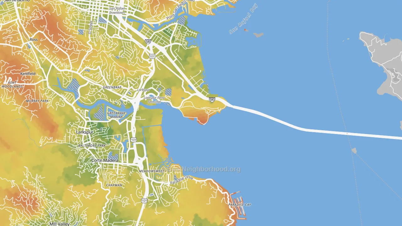 Bike Grade map of San Quentin, CA