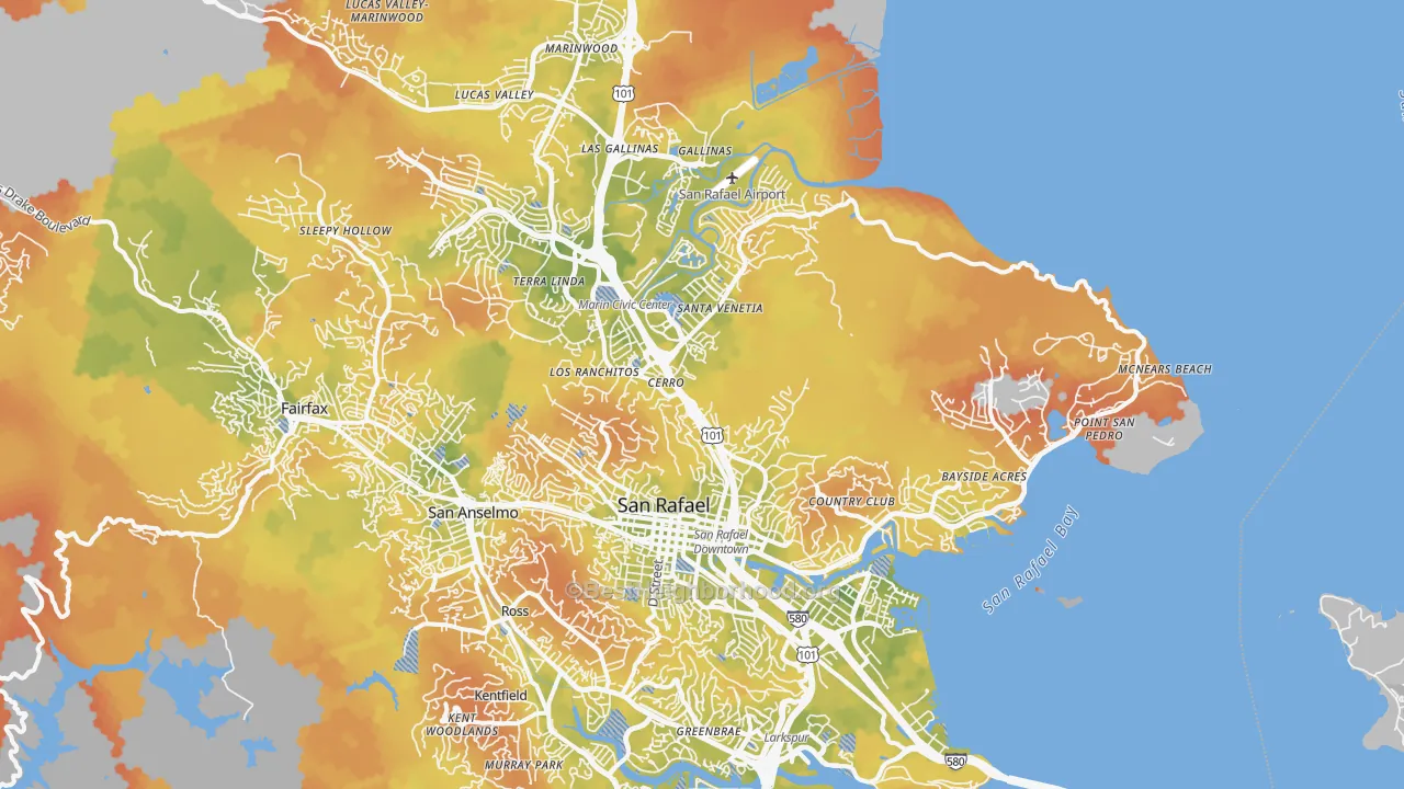 Bike Grade map of San Rafael, CA