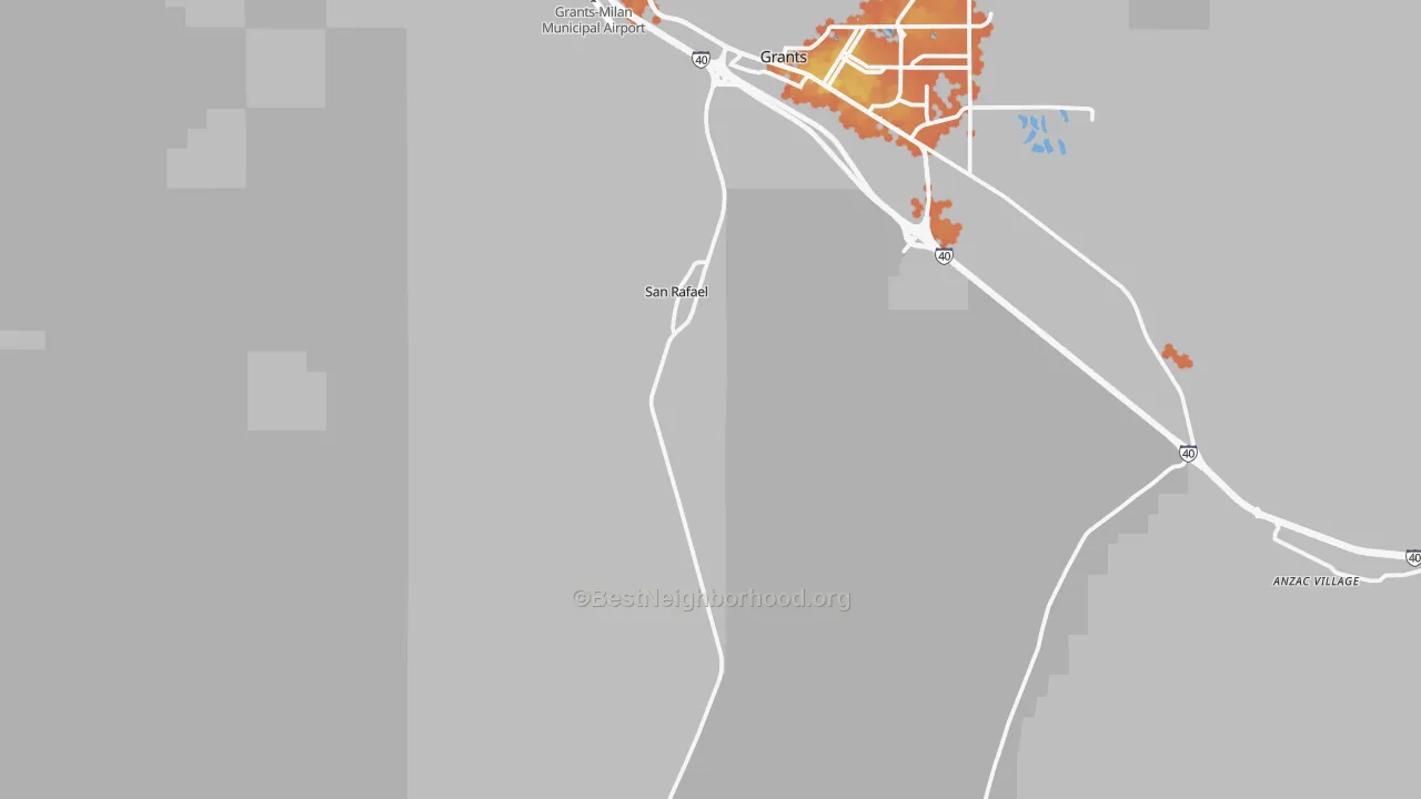 Bike Grade map of San Rafael, NM