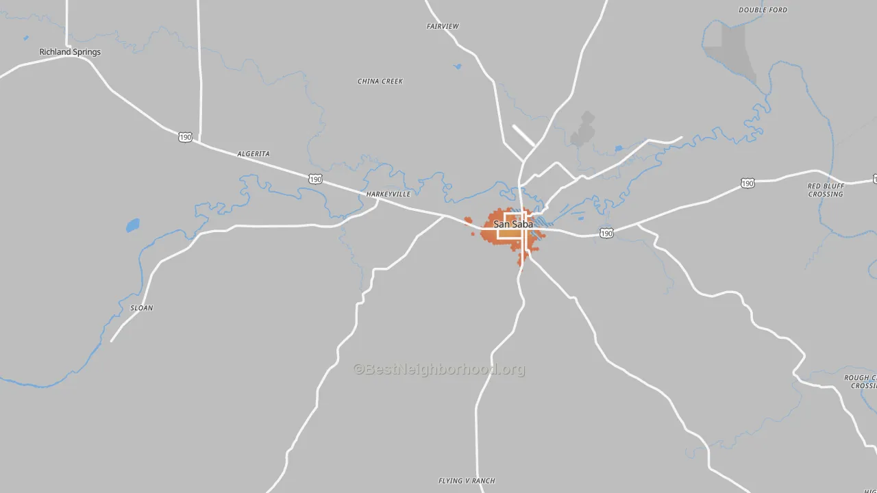 Bike Grade map of San Saba County, TX