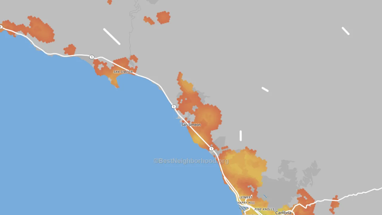 Bike Grade map of San Simeon, CA