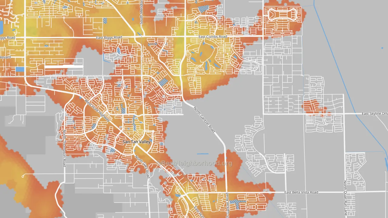 Bike Grade map of San Tan Valley, AZ