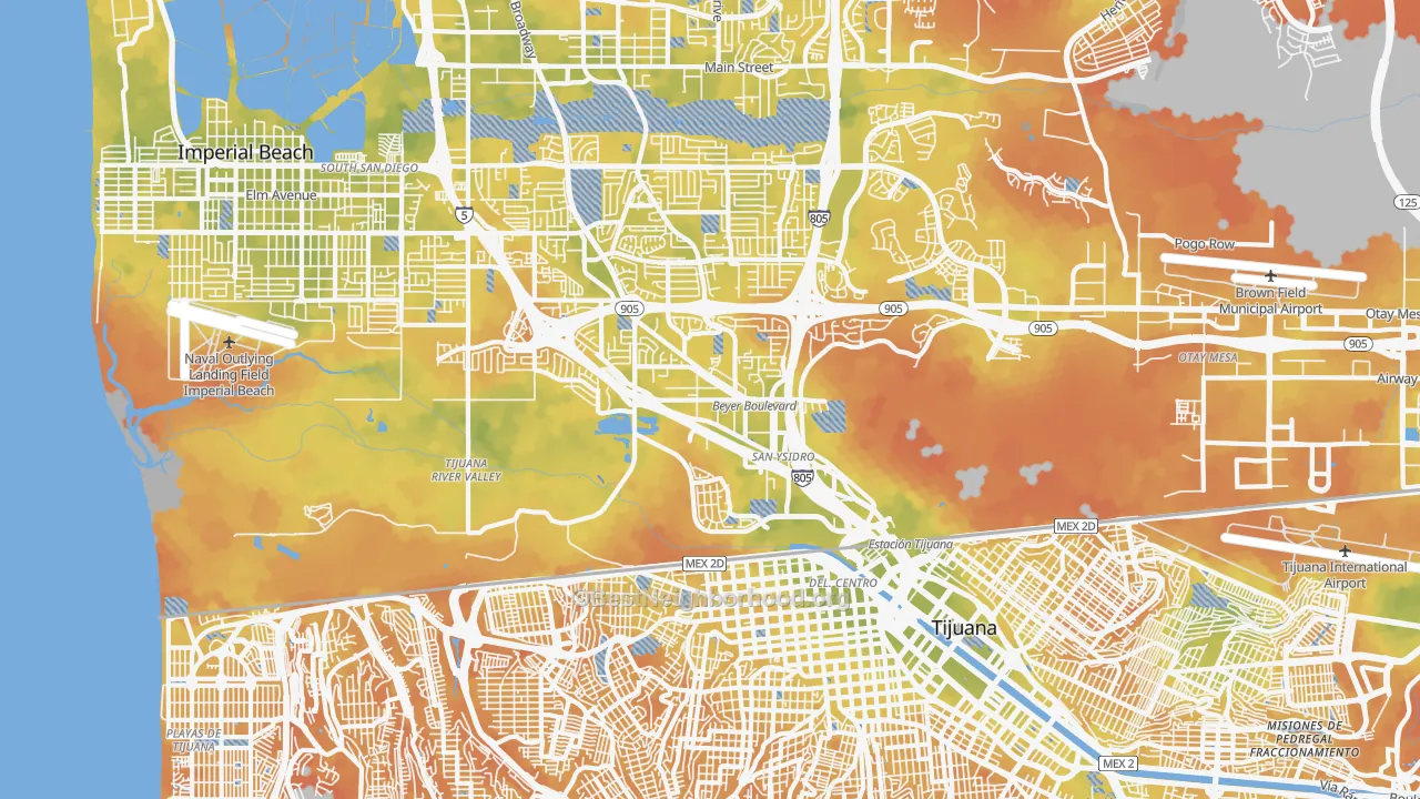 Bike Grade map of San Ysidro, CA